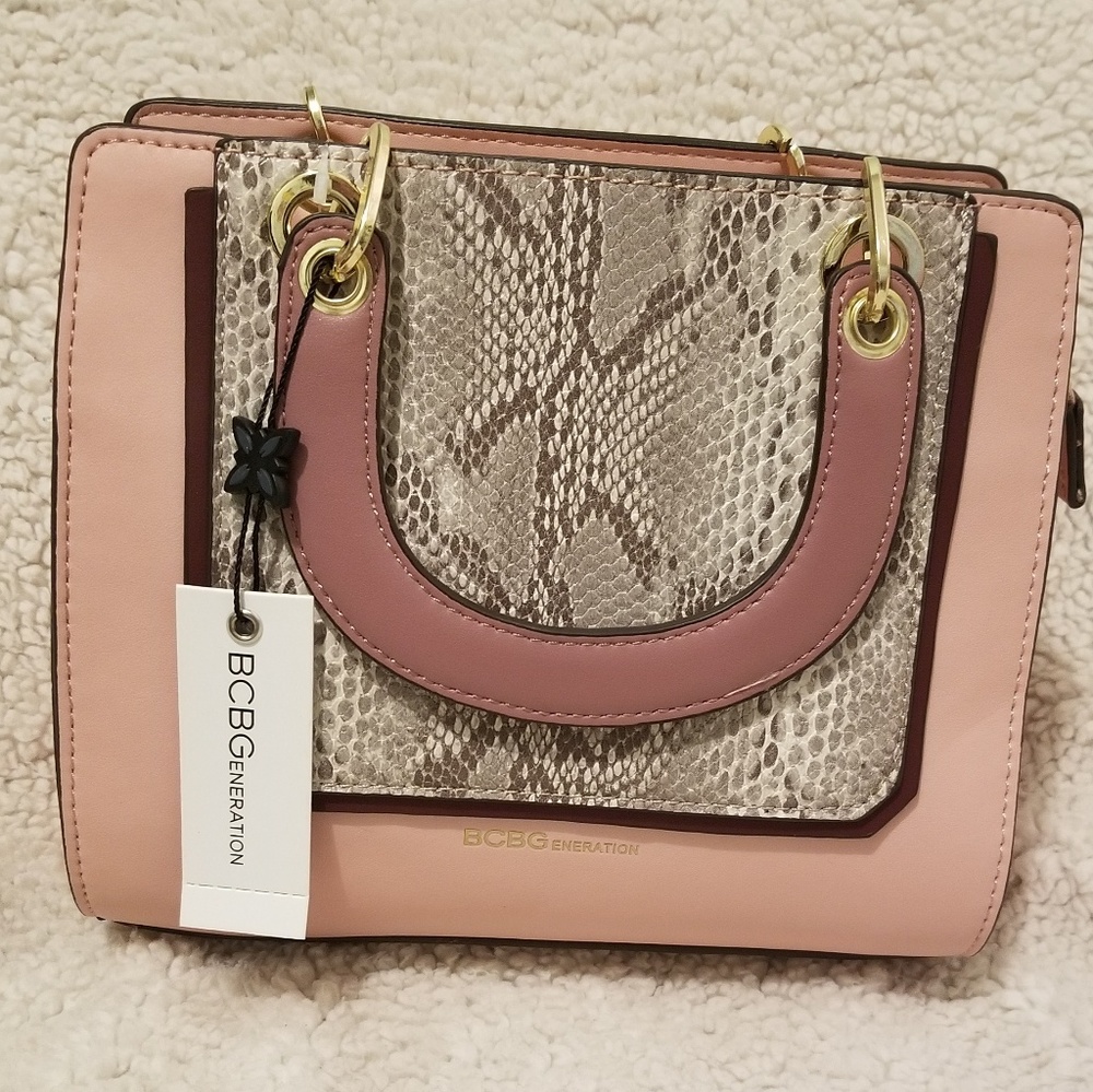 BCBG pink and snake skin crossbody